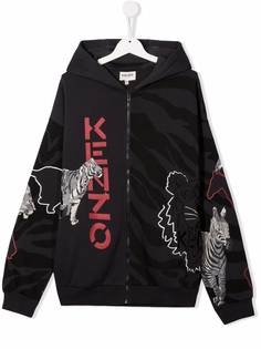 Kenzo Kids куртка с капюшоном и анималистичным принтом