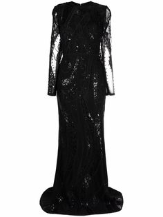 Elie Saab длинное платье с вышивкой бисером