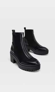 Stradivarius Ботильоны Из Ткани На Каблуке И С Молнией Черный 36