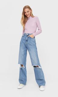 Stradivarius Свитер С Воротником-Стойкой Сиреневый Xl