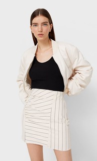 Stradivarius Мини-Юбка Из Твила В Полоску Цвет Небеленого Полотна L