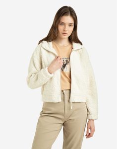 Молочная плюшевая куртка oversize с капюшоном Gloria Jeans