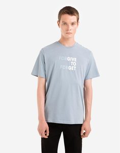 Голубая футболка с принтом FORGIVE TO FORGET Gloria Jeans