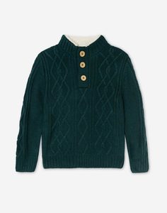 Тёмно-зелёный свитер с пуговицами для мальчика Gloria Jeans