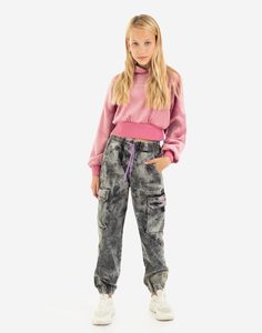 Серые джинсы Jogger с карго-карманами для девочки Gloria Jeans
