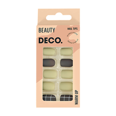 Набор накладных ногтей с клеевыми стикерами DECO. WARM UP olive 24 шт + клеевые стикеры 24 шт