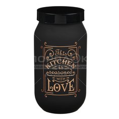 Банка для сыпучих продуктов, стекло, 1 л, с крыш, Herevin, Блэк Эдишн, 828-241