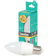 Лампа светодиодная E27, 10 Вт, 90 Вт, свеча, 3000 К, теплый белый, Camelion
