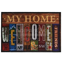 Коврик придверный, 0.9х0.6 м, прямоуг, резин, с коврол, Velur My Home, Vortex, 24245