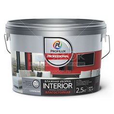 Краска водоэмульсионная Profilux Professional Interior влагостойкая для стен и потолков, 2.5 л