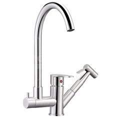 Смеситель для кухни, Solone, с картриджем, выдвиж излив, нерж, JAT18-A094