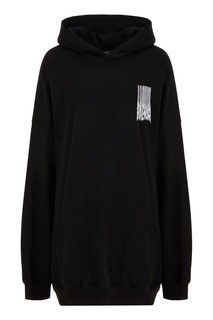 Черное худи с белым принтом в виде штрихкода Balenciaga