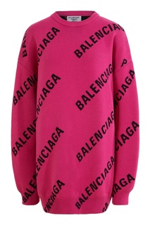 Розовый джемпер с принтом из логотипов Balenciaga