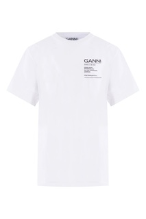Белая футболка с надписями Ganni