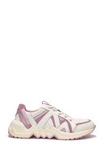 Бело-розовые кожаные кроссовки Maje