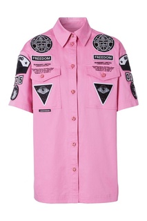Розовая рубашка с аппликациями Burberry