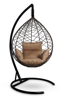 Подвесное кресло-кокон alicante коричневое с бежевой подушкой (лаура) коричневый 195x110 см. L'aura