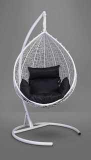 Подвесное кресло-кокон sevilla белое с черной подушкой (лаура) белый 110x195x110 см. L'aura