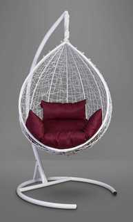 Подвесное кресло-кокон sevilla белое с бордовой подушкой (лаура) белый 110x195x110 см. L'aura