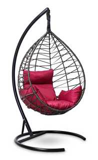 Подвесное кресло-кокон alicante черно-золотое с бордовой подушкой (лаура) красный 110x195x110 см. L'aura