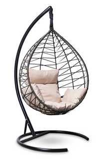 Подвесное кресло-кокон alicante черно-золотое с бежевой подушкой (лаура) бежевый 110x195x110 см. L'aura