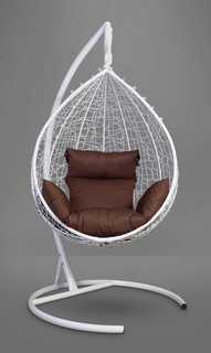 Подвесное кресло-кокон sevilla белое с коричневой подушкой (лаура) белый 110x195x110 см. L'aura