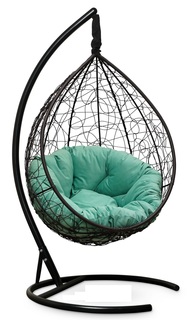 Подвесное кресло-кокон sevilla verde velour коричневое с бирюзовой подушкой (лаура) коричневый 110x195x110 см. L'aura