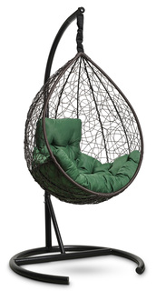 Подвесное кресло-кокон sevilla comfort коричневое с зеленой подушкой (лаура) коричневый 105x195x105 см. L'aura