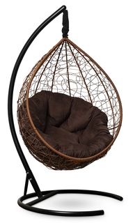 Подвесное кресло-кокон sevilla verde velour горячий шоколад с коричневой подушкой (лаура) коричневый 110x195x110 см. L'aura