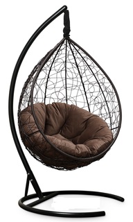Подвесное кресло-кокон sevilla verde velour коричневое с коричневой подушкой (лаура) коричневый 110x195x110 см. L'aura
