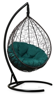 Подвесное кресло-кокон sevilla verde velour коричневое с зеленой подушкой (лаура) коричневый 110x195x110 см. L'aura