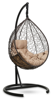 Подвесное кресло-кокон sevilla comfort коричневое с бежевой подушкой (лаура) коричневый 105x195x105 см. L'aura
