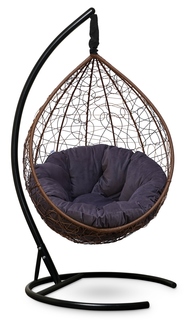 Подвесное кресло-кокон sevilla verde velour горячий шоколад с серой подушкой (лаура) коричневый 110x195x110 см. L'aura