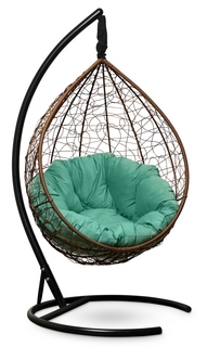 Подвесное кресло-кокон sevilla verde velour горячий шоколад с бирюзовой подушкой (лаура) коричневый 110x195x110 см. L'aura
