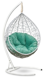 Подвесное кресло sevilla verde velour белое с бирюзовой подушкой (лаура) белый 110x195x110 см. L'aura