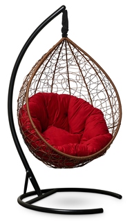 Подвесное кресло-кокон sevilla verde velour горячий шоколад с красной подушкой (лаура) коричневый 110x195x110 см. L'aura
