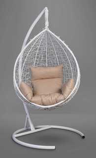 Подвесное кресло-кокон sevilla белое с бежевой подушкой (лаура) белый 110x195x110 см. L'aura
