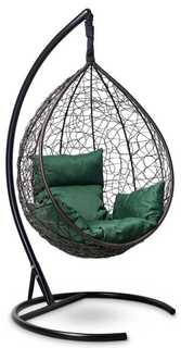 Подвесное кресло-кокон sevilla коричневое с зеленой подушкой (лаура) коричневый 110x195x110 см. L'aura