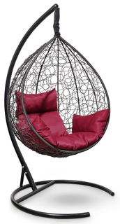Подвесное кресло-кокон sevilla черное с бордовой подушкой (лаура) черный 110x195x110 см. L'aura