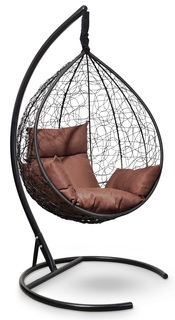 Подвесное кресло-кокон sevilla черное с коричневой подушкой (лаура) черный 110x195x110 см. L'aura