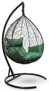 Подвесное кресло-кокон sevilla черное с зеленой подушкой (лаура) черный 110x195x110 см. L'aura