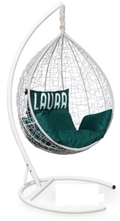 Подвесное кресло sevilla velour белое с зеленой подушкой (лаура) белый 110x195x110 см. L'aura