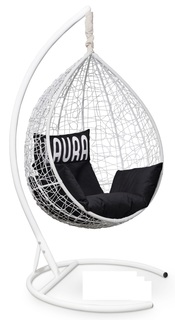 Подвесное кресло sevilla velour белое с черной подушкой (лаура) белый 110x195x110 см. L'aura