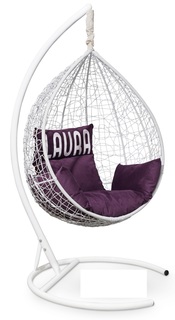 Подвесное кресло sevilla velour белое с фиолетовой подушкой (лаура) белый 110x195x110 см. L'aura