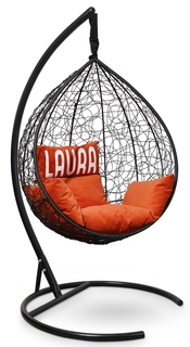 Подвесное кресло sevilla velour черное с оранжевой подушкой (лаура) черный 110x195x110 см. L'aura