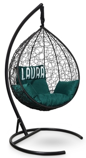Подвесное кресло sevilla velour черное с зеленой подушкой (лаура) черный 110x195x110 см. L'aura