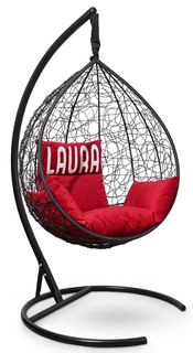 Подвесное кресло sevilla velour черное с красной подушкой (лаура) черный 110x195x110 см. L'aura