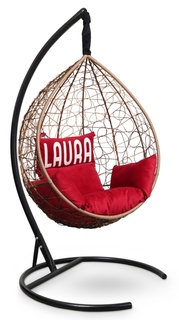 Подвесное кресло sevilla velour горячий шоколад с красной подушкой (лаура) коричневый 110x195x110 см. L'aura