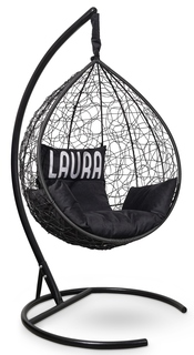 Подвесное кресло sevilla velour черное с черной подушкой (лаура) черный 110x195x110 см. L'aura