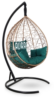 Подвесное кресло sevilla velour горячий шоколад с зеленой подушкой (лаура) коричневый 110x195x110 см. L'aura